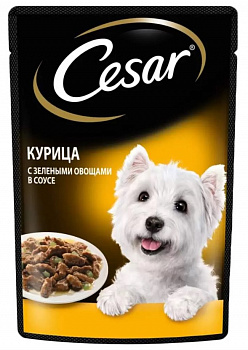 Cesar влажный корм для взрослых собак, курица с зелеными овощами 85 гр