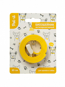 Pet it Антипаразитарный BIO ошейник для щенков и собак 65 см (желтый)