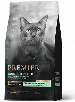 PREMIER Cat Сухой корм для стерил. кошек Свежее мясо ягненка с индейкой (Lamb&Turkey STERILISED)