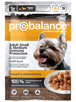 ProBalance Паучи для взрослых собак малых и средних пород (SMALL&MEDIUM Immuno Protection) 85 гр