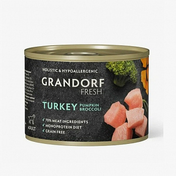 GRANDORF FRESH Консервы для собак Паштет из индейки с тыквой и брокколи 200 гр