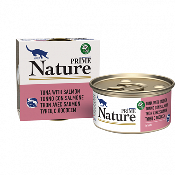 PRIME NATURE Консервы для кошек Тунец с лососем 85г