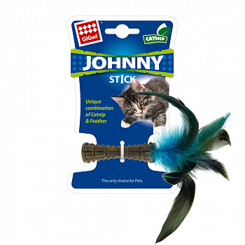 GiGwi Игрушка для кошек Спрессованная кошачья мята с перьями 8см, серия JOHNNY STICK
