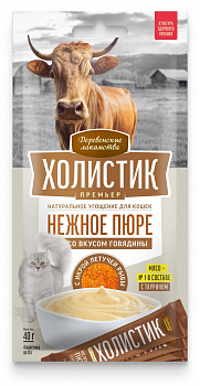 Деревенские лакомства Лакомства для кошек Пюре из говядины с икрой летучей рыбы 10*4шт 40 гр