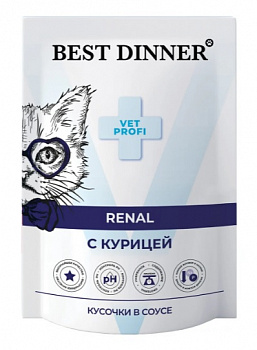 Best Dinner Паучи VET PROFI для кошек Профилактика заболеваний почек (Renal) Курица, в соусе 85 гр