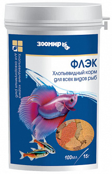 Зоомир Корм для рыбок флэк хлопья  15гр баночка 100мл (440)
