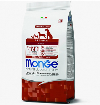 Monge Dog Monoprotein Корм для собак всех пород Ягненок с рисом и картофелем