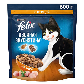 Felix Сухой корм для кошек Двойная вкуснятина с птицей 600г