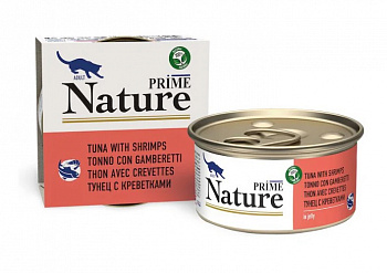 PRIME NATURE Консервы для кошек Тунец с креветками 85г