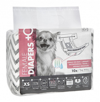 Pet it подгузники для собак, Female Dog - XS, черно-белые, 10 шт.