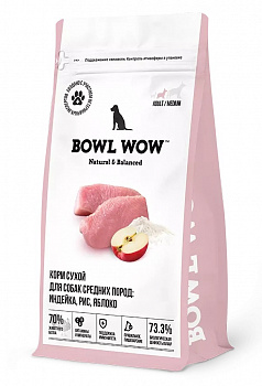 BOWL WOW Для собак средних пород: Индейка, Рис, Яблоко