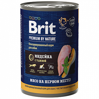 Brit Premium Консервы для собак всех пород с индейкой и тыквой, 410 г