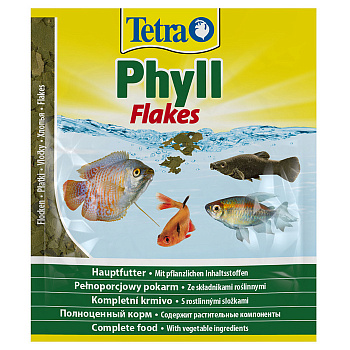 Tetra Phyll корм для всех видов рыб растительные хлопья 12 г (sachet)