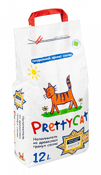 Pretty Cat Наполнитель древесный "Wood Granules" 4кг (12л)