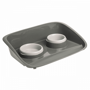 Pet it Набор из двух мисок с бортиком, 46x35x12, 0,25 и 0,30 л, бортик тёмно-серый, миски св.-серый