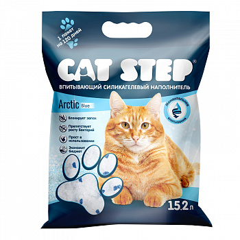 CAT STEP Наполнитель впитывающий силикагелевый Arctic Blue, 15,2 л