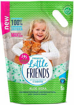 Little Friends Наполнитель впитывающий силикагелевый Aloe Vera, 5 л